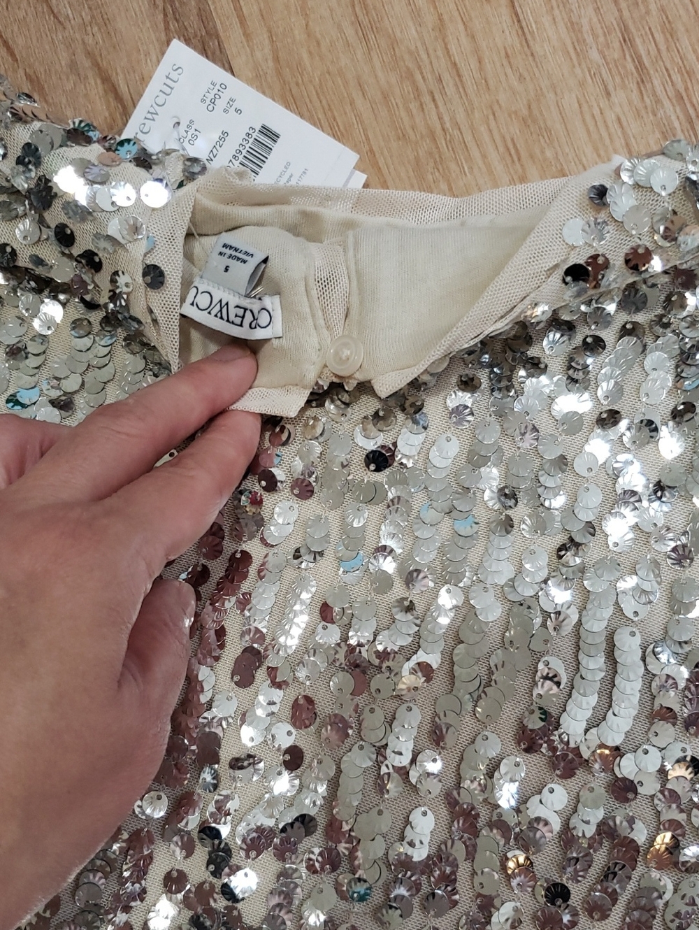 NWT J. Crew Girls Short Sleeve Silver Sequins Shift Dress, Size 5 - Picture 10 of 12